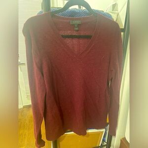 Saks Fifth Avenue Cashmere V-Neck Sweater Cranberry SZ XL
